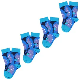 Unabux Freizeitsocken Prints 4-Paar Bunt Blau 16-18