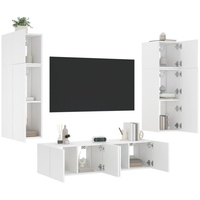 vidaXL TV-Schrank 6-tlg. Wohnwand mit LED-Beleuchtung Weiß Holzwerkstoff (1-St) weiß