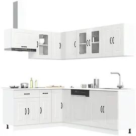 vidaXL Küchenschrank-Set Kalmar 11-tlg. Hochglanz  Weiß