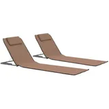 furnicato Gartenliege Strandliegen-Set 2x klappbare Strandmatten 160x53x47 cm Braun, 1 St. braun