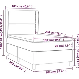 vidaXL Boxspringbett 100 x 200 cm Hellgrau