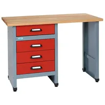 KÜPPER Werkbank (L x B: 60 x 120 cm, Arbeitshöhe: 84 cm, Belastbarkeit: 300 kg, Rot/Silbergrau)