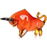 Casablanca modernes Design Casablanca - Skulptur Stier - aus Glas in rot orange braun schwarz H 28 cm