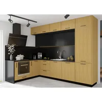 Feldmann-Wohnen Winkelküche, Braun, Schwarz, Metall, L-Form,Rechteckig, 306x243x195 cm, Küchen, Küchenzeilen & Küchenblöcke, Küchenzeilen ohne Geräte