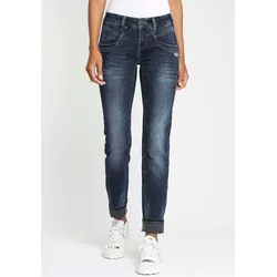 Slim-fit-Jeans GANG "94JOJO", Damen, Gr. 27, N-Gr, blau (dunkelblau), Denim/Jeans, Obermaterial: 85% Baumwolle, 13% Polyester, 2% Elasthan, leichte Abriebeffekte, unifarben, casual, slim fit lang, Jeans, Bewegungsfreiheit mit großer Formstabilität