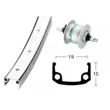 Bikeparts Bike-Parts Laufrad|Vorderrad 28x1 3/8 Zoll Nabendynamo DH-C3003 silber Festachse 36-Loch Alu-Kastenfelge silber Zink-Speichen