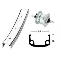 Bikeparts Bike-Parts Laufrad|Vorderrad 28x1 3/8 Zoll Nabendynamo DH-C3003 silber Festachse 36-Loch Alu-Kastenfelge silber Zink-Speichen