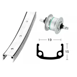Bikeparts Bike-Parts Laufrad|Vorderrad 28x1 3/8 Zoll Nabendynamo DH-C3003 silber Festachse 36-Loch Alu-Kastenfelge silber Zink-Speichen