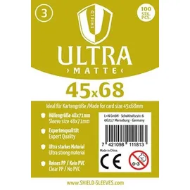 happyshops Shield Sleeves 1027371 - Shield Ultra Matte 3, 100 Super Sleeves für Kartengröße 45 x 68 mm, Spielkarten-Schutzhüllen