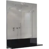 Mendler Wandspiegel mit Ablage HWC-B19, Badspiegel Badezimmer, hochglanz 75x60cm ~ schwarz