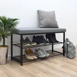 Dune Design Schuhregal 96 x 51 x 33 cm Sitzbank grau / grau