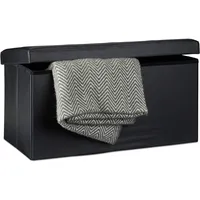 Relaxdays Sitzbank Kunstleder 38 x 76 x 38 cm Schwarz