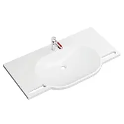Hewi Mineralguss-Waschtischset 950.19.01950 100x55cm, mit Waschtischarmatur, stahlblau