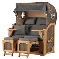 Mr. Deko bene living Strandkorb Komplettset Ammersee Teak Bullauge