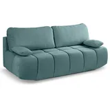 xonox Schlafsofa 2 Sitzer Cord 207 x 93 x 105 cm Blau/Mint mit Kissen