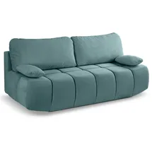 xonox Schlafsofa 2 Sitzer Cord 207 x 93 x 105 cm Blau/Mint mit Kissen