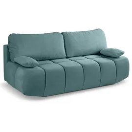 xonox Schlafsofa 2 Sitzer Cord 207 x 93 x 105 cm Blau/Mint mit Kissen
