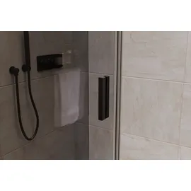 Bernstein Eckdusche mit Schiebetür NT806 flex Schwarz matt Nano Graues Glas 120x90 cm 6mm ESG-Sicherheitsglas