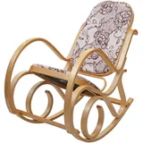 MCW Schaukelstuhl Gallarate, Schwingsessel Fernsehsessel, Massiv-Holz ~ Eiche-Optik, Stoff/Textil Jacquard braun