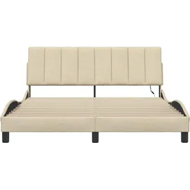 vidaXL Bettgestell ohne Matratze 'hanko' Creme 160x200 cm Stoff