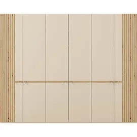 Musterring Drehtürenschrank MUSTERRING "Isabelle", beige (champagner, dekor), B:295,2cm H:236cm T:58cm, Hartfaserplatte, Holzwerkstoff, Schränke, Drehtürenschrank, Lamellen in Eiche, Griffe in schwarz, verschiedene Größen und Farben
