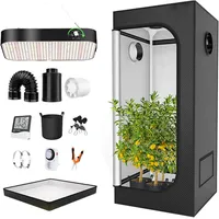 YANGYMM Komplettes Growzelt-Set, Smart Growzelt für Den Innenbereich, 600D Oxford-Stoff, mit 200-W-Led-Wachstumslicht Im Vollspektrum mit Timer Und Hygrometer, für Zimmerpflanzen,70x70x160cm