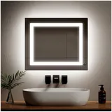 EMKE Emke, Spiegel, Badezimmerspiegel mit Beleuchtung 50*60cm,Beschlagfrei, 3000K/6500K,Tast Schalter (50 x 60 cm)