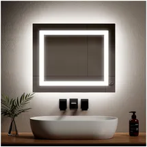 EMKE Emke, Spiegel, Badezimmerspiegel mit Beleuchtung 50*60cm,Beschlagfrei, 3000K/6500K,Tast Schalter (50 x 60 cm)