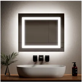 EMKE Emke, Spiegel, Badezimmerspiegel mit Beleuchtung 50*60cm,Beschlagfrei, 3000K/6500K,Tast Schalter (50 x 60 cm)