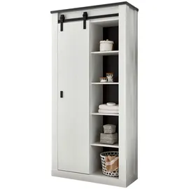 furn.design Stauraumschrank 93 x 201 x 38 cm Weiß/Anthrazit