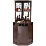 Vevor Industrieller Eck-Barschrank, Weintisch für Spirituosen und Gläser, Sideboard-Buffetschrank mit Glashalter, Freistehender Kaffee-Barschrank aus Bauernholz für Wohnzimmer, Hausbar, Walnussholz