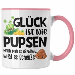 Trendation Tasse Trendation – Glück Ist Wie Pupsen Tassen Tasse Becher Kaffeetasse Lustig Spruch Geschenk Frauen Männer rosa