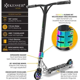 Kesser KESSER® Stunt Scooter GT-Limit 360° Lenkung Funscooter Stuntscooter mit Ständer ABEC 9 Kugellagern, 110 mm PU Räder Kickscooter Tretroller Cityroller Trick Roller für Kinder Erwachsene