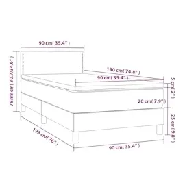 vidaXL Boxspringbett mit Matratze & LED Weiß 90x190 cm Kunstleder