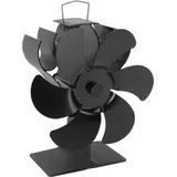 Umweltfreundlicher Ofenventilator, 6-Blatt-Holzbrennerventilator, Aluminiumlegierung, geräuscharm, automatischer Start, 1400 U/min