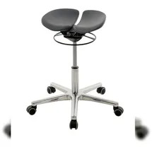 Proregal Zweiteiliger Hocker Kansas | Sitzhöhe 50-68cm | Ø 61cm | Tragfähigkeit 110kg | Aluminium-Fußkreuz mit Doppelrollen | Silber/Schiefergrau