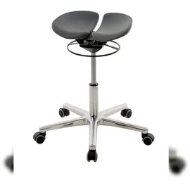 Proregal Zweiteiliger Hocker Kansas | Sitzhöhe 50-68cm | Ø 61cm | Tragfähigkeit 110kg | Aluminium-Fußkreuz mit Doppelrollen | Silber/Schiefergrau