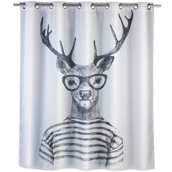 Wenko Anti-Schimmel Duschvorhang »FLEX Mr. Deer« Textil 180 x 200 cm, 180x200 cm