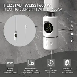 luxebath Heizstab 600W mit Thermostat und LCD Bildschirm