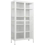 vidaXL Vitrine Weiß 90x40x180 cm Stahl und Gehärtetes Glas