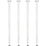 QLLY Tischbeine Metall Weiß 4 Stück Schreibtischbeine Höhenverstellbar 60-100cm Möbelfuß Hochbelastbares Metall Tischbeine Geeignet Tischfuß für Heimbüro Schreibtisch Arbeitsplatten (4, Weiß)