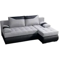 BROMARKT Ecksofa KASTELL L-Form Schlafsofa Wohnlandschaft Links/Rechts Couch, Bettkasten,Schlaffunktion,viele Farbvarianten (Rechts, Rino 80 + Madryt Pik 9100 – Hellgrau, h80 x t141 x b200 cm)