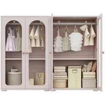Okwish Kinderkleiderschrank 2-tlg. 160 x 120 x 50 cm MDF lackiert babyrosa