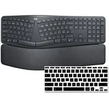 Logitech Ergo K860 kabellose ergonomische Tastatur - Geteilte Tastatur, Handballenauflage, Bluetooth und USB-Verbindung, für Windows/Mac, QWERTY mit Deutschen Tastaturaufklebern - Graphit [Bulk]