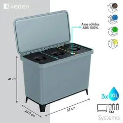 Keden Systema Mülleimer mit 3 Fächern à 10 l in Grau