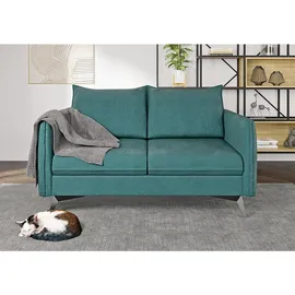 s-style möbel & Couches, Couchgarnitur mit Schwarz Metall Füßen aus Türkis 138 cm/ 91 cm/ 86 cm - Türkis