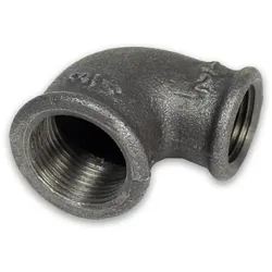 Temperguss Gewindefitting schwarz Winkel 90° reduziert (IG - IG) (Ausführung: 3/4''IG - 1/2''IG)