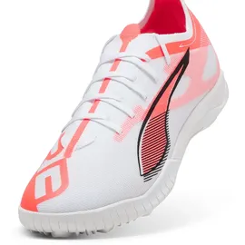 Puma Ultra 5 Match TT Fussballschuh, White Black-Glowing RED, 39 EU