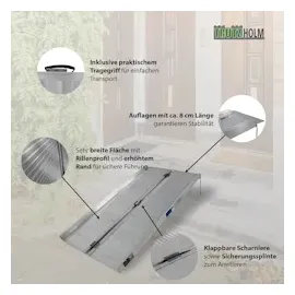 Trutzholm Rollstuhlrampe klappbar 184 cm Traglast 272 kg grau geriffelt Auffahrrampe