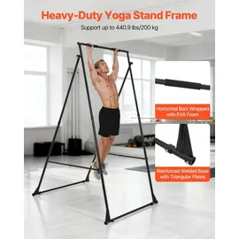Vevor Yoga-Ständerrahmen Schaukelständer mit max. 200 kg Tragkraft & EVA-Schaum & 4-stufiger horizontaler & 6-stufiger vertikaler Einstellung, multifunktionales Hängemattengestell (nur Rahmen)